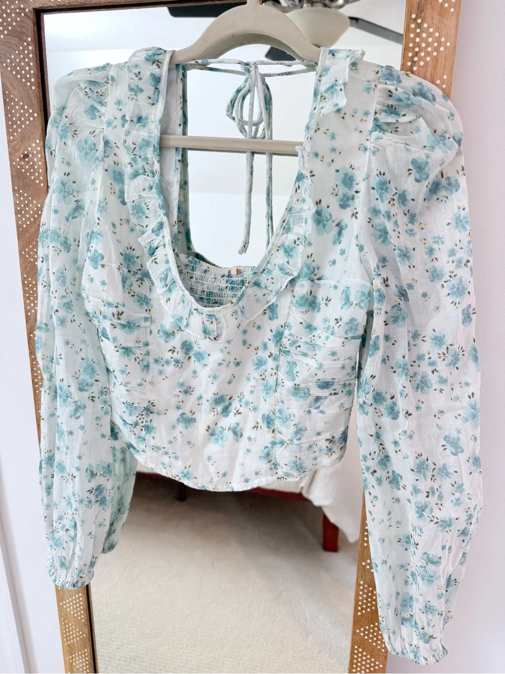 NWT Free People Another Life Floral Corset Top Blue White Size M $98